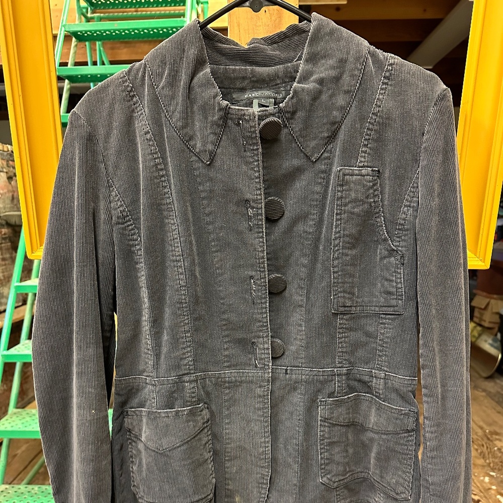 Corduroy Marc Jacobs jacket, grey with big front buttons - size Large